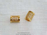 CZ Micro Paved Bead, Small Tube 6 x 9 mm - A Girls Gems