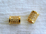 CZ Micro Paved Bead, Small Tube 6 x 9 mm - A Girls Gems