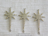 CZ Micro Pave Starburst Connector, Silver North Star Connector Bead #116, Cubic Zirconia Star Links