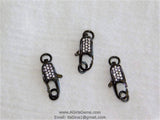 CZ Micro Pave Black Long Lobster Clasp, Small Double Sided #29, Micro Pave Cubic Zirconia Connector for Bracelets - A Girls Gems