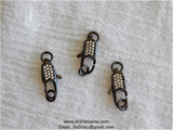 CZ Micro Pave Black Long Lobster Clasp, Small Double Sided #29, Micro Pave Cubic Zirconia Connector for Bracelets - A Girls Gems
