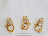 Small Gold Lobster Claw Clasp, 13 mm x 25 mm Connector bead #37, Cubic Zirconia Paved CZ Findings