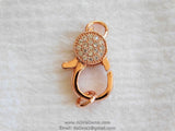 Medium Rose Gold Plated Lobster Claw Clasp and Jump rings 13 mm x 25 mm Connector bead chain necklace Cubic Zirconia Paved CZ Findings - A Girls Gems