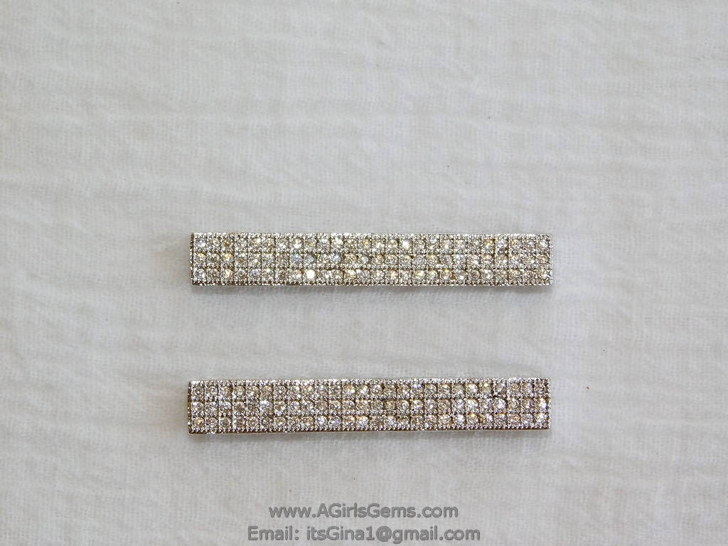 CZ Silver Plated Cubic Zirconia Bar Link Connector Slide Bead Bracelet Necklace Pendant DIY Jewelry Supplies AGGSM91 - A Girls Gems