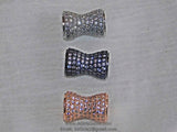 CZ Micro Pave Bead, Hourglass Silver Plated 12  x 18 mm, Clear Cubic Zirconia, Focal Spacer Beads for DIY - A Girls Gems