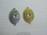 Gold Oval Connectors, CZ Micro Pave Black Bracelet Bar Connector 15 x 26 mm, Circle of Life Pendant