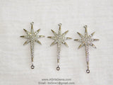 CZ Micro Pave Starburst Connector, Silver North Star Connector Bead #116, Cubic Zirconia Star Links
