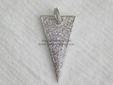 CZ Pave Triangle Pendant, Long Cubic Zirconia Arrow Charm W/CZ Bail, Black - A Girls Gems
