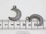CZ Gold Plated Clear CZ  Moon Pave Bead Half Moon Quarter Moon Pendant Cubic Zirconia Pendant DIY Necklace - A Girls Gems