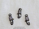 CZ Micro Pave Black Long Lobster Clasp, Small Double Sided #29, Micro Pave Cubic Zirconia Connector for Bracelets - A Girls Gems
