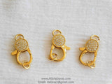 Small Gold Lobster Claw Clasp, 13 mm x 25 mm Connector bead #37, Cubic Zirconia Paved CZ Findings