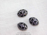 CZ Micro Pave Black Oval Bead, Clear Cubic Zirconia Focal Bead Spacers #474, sizes 11 x 16 or 14 x 18 mm - A Girls Gems