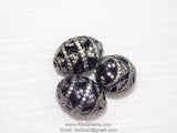 CZ Micro Pave Black Oval Bead, Clear Cubic Zirconia Focal Bead Spacers #474, sizes 11 x 16 or 14 x 18 mm - A Girls Gems