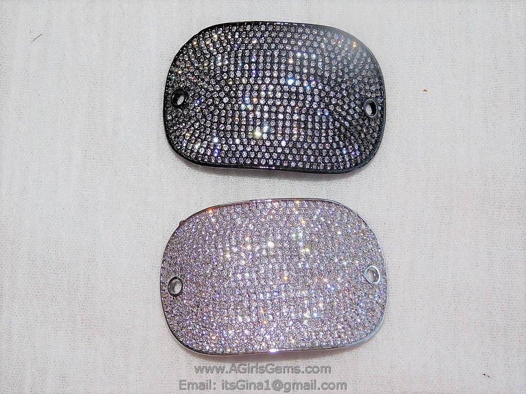 CZ Micro Pave Rectangle Connectors, Curved Bar Gunmetal Black CZ Bracelet Bar, Leather Charms Bead Wide Links, Boho Knotting Braiding Charms - A Girls Gems