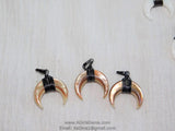 Crescent Moon Charms, Pink Beige Mini Double Horn Charms, Gunmetal Black Plated Wire Wrapped Natural Shell Pendants DIY Jewelry Supplies - A Girls Gems