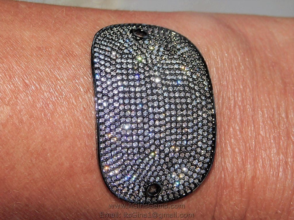 CZ Micro Pave Rectangle Connectors, Curved Bar Gunmetal Black CZ Bracelet Bar, Leather Charms Bead Wide Links, Boho Knotting Braiding Charms - A Girls Gems