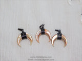 Crescent Moon Charms, Pink Beige Mini Double Horn Charms, Gunmetal Black Plated Wire Wrapped Natural Shell Pendants DIY Jewelry Supplies - A Girls Gems