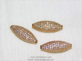 CZ Micro Pave Long Beads, Rose, Gold