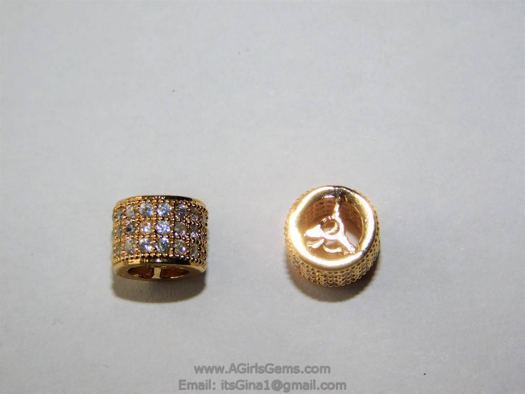 CZ Micro Pave Bead - A Girls Gems