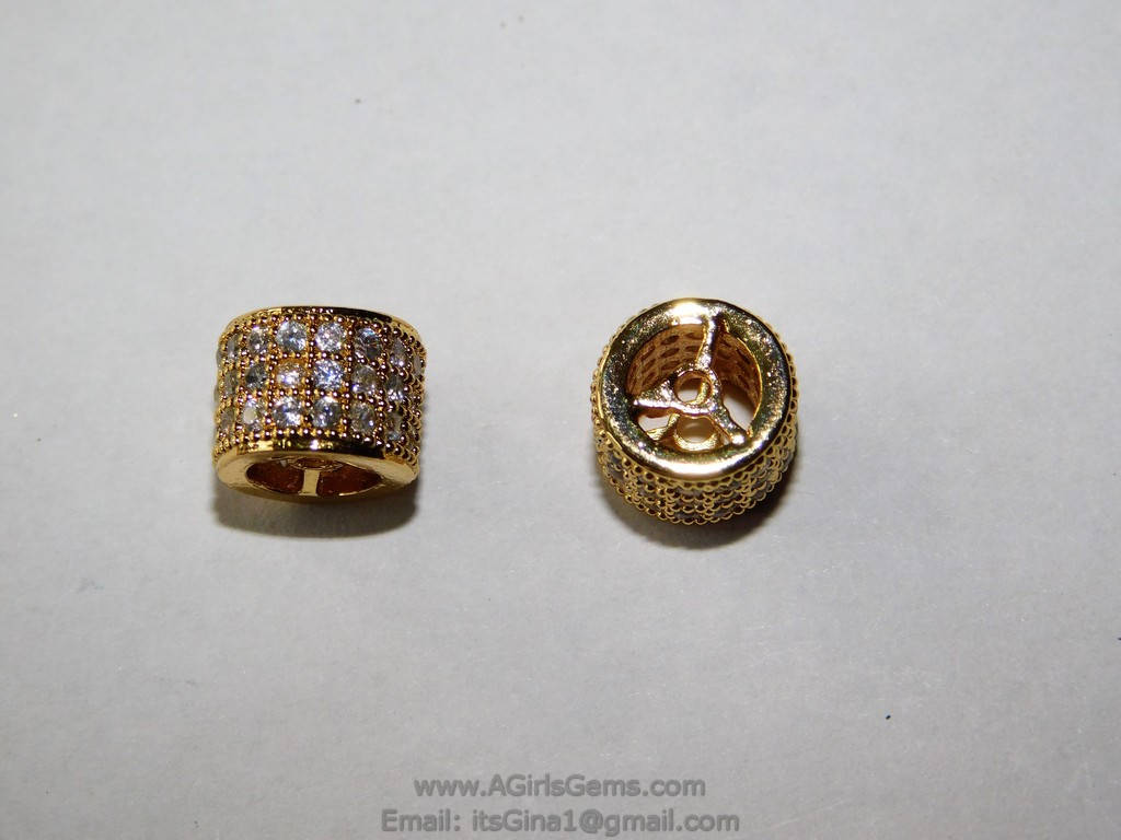 CZ Micro Pave Bead - A Girls Gems