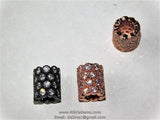 CZ Micro Pave Tube Bead, Gold, Black, Silver, Rose Clear Short Round 8 mm x 10 mm Large Hole Tube Bead Spacers, Focal Bead for Bracelets - A Girls Gems