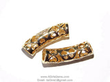 CZ Micro Paved Gold Tube Bead - A Girls Gems