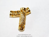 CZ Micro Paved Gold Tube Bead - A Girls Gems