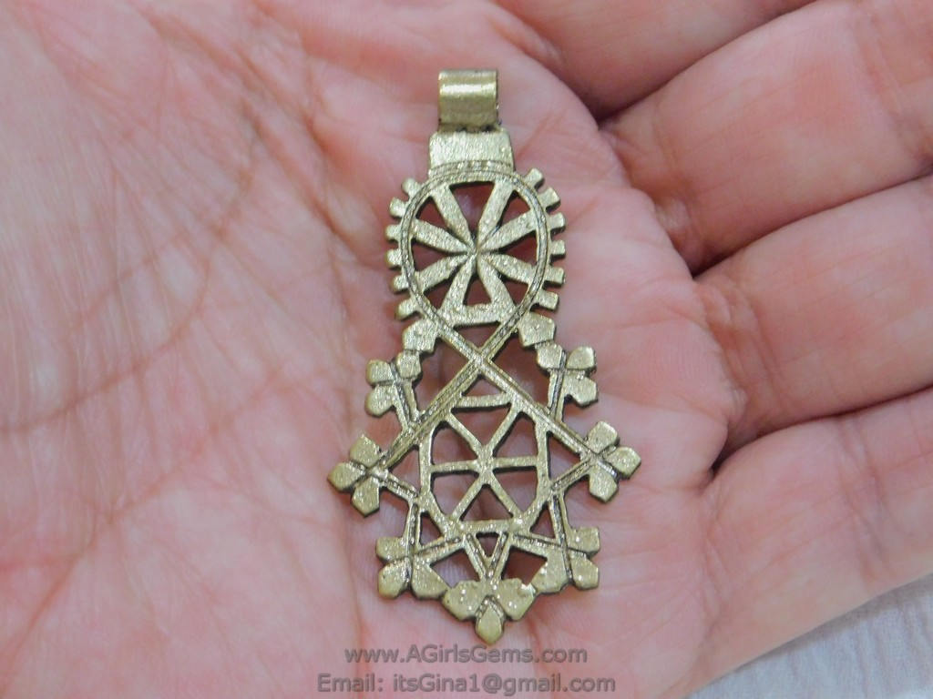 Gold Brass Pendant Small African Cross Pendants - A Girls Gems