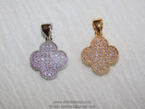 CZ Clover Quatrefoil Charm, Micro Pave Gold or Silver Cross Shape Charms #153, for Earrings, Bracelet, Necklace - A Girls Gems