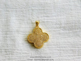 CZ Large Clover Cross Pendant Micro Pave Clover Quatrefoil Charm Clear Gold Plated for Earrings Necklace AGGSM161 - A Girls Gems