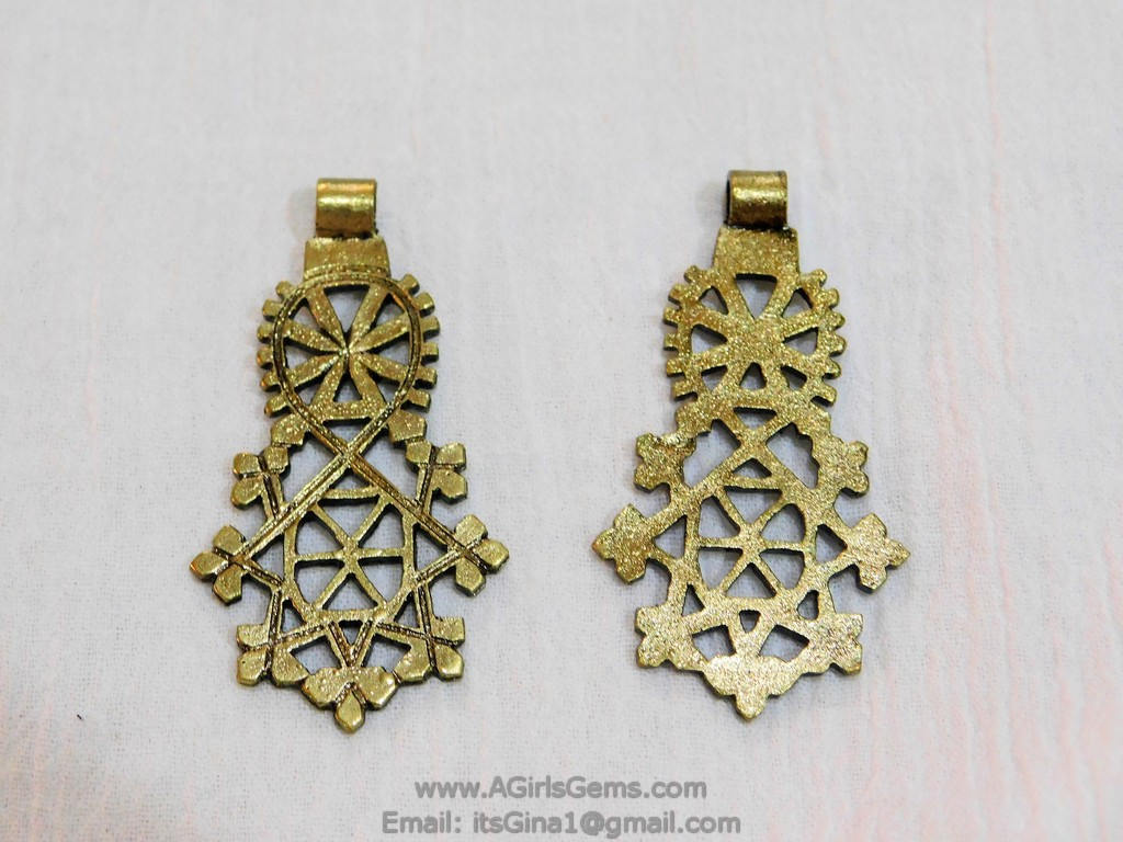 Gold Brass Pendant Small African Cross Pendants - A Girls Gems