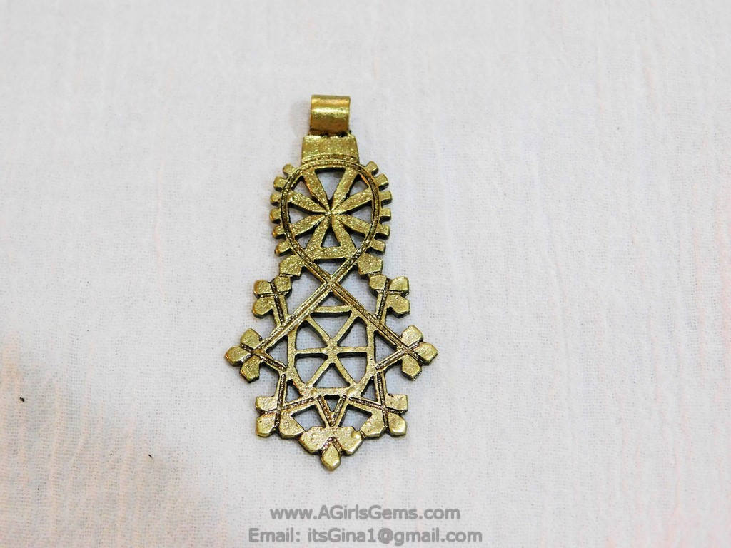 Gold Brass Pendant Small African Cross Pendants - A Girls Gems
