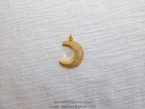 CZ Gold Plated Clear CZ  Moon Pave Bead Half Moon Quarter Moon Pendant Cubic Zirconia Pendant DIY Necklace - A Girls Gems