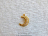CZ Gold Plated Clear CZ  Moon Pave Bead Half Moon Quarter Moon Pendant Cubic Zirconia Pendant DIY Necklace - A Girls Gems