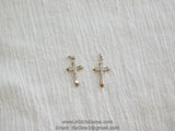 CZ Pave Cross Charms, Small Silver Cross Pendants #191, Dainty Cross 12 x 21 mm, Rosary Chain Chokers and Necklaces - A Girls Gems