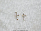 CZ Pave Cross Charms, Small Silver Cross Pendants #191, Dainty Cross 12 x 21 mm, Rosary Chain Chokers and Necklaces - A Girls Gems