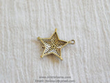CZ Micro Pave Silver Connector Bead Sheriff Star Pendant - A Girls Gems