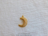 CZ Gold Plated Clear CZ  Moon Pave Bead Half Moon Quarter Moon Pendant Cubic Zirconia Pendant DIY Necklace - A Girls Gems