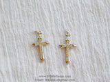 CZ Pave Cross Charms, Small Silver Cross Pendants #191, Dainty Cross 12 x 21 mm, Rosary Chain Chokers and Necklaces - A Girls Gems