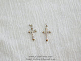 CZ Pave Cross Charms, Small Silver Cross Pendants #191, Dainty Cross 12 x 21 mm, Rosary Chain Chokers and Necklaces - A Girls Gems