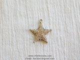 CZ Micro Pave Silver Connector Bead Sheriff Star Pendant - A Girls Gems