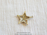 CZ Micro Pave Silver Connector Bead Sheriff Star Pendant - A Girls Gems