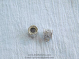 Clover Silver Bail Tube Charm Holder CZ Micro Pave Tube Spacer 9 mm x 9 mm - A Girls Gems