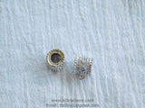 Clover Silver Bail Tube Charm Holder CZ Micro Pave Tube Spacer 9 mm x 9 mm - A Girls Gems