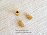 CZ Micro Paved Tube Beads, Clear Cubic Zirconia 6 x 10 mm Gold Plated Focal Bead Spacers - A Girls Gems