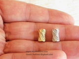 CZ Micro Paved Tube Beads, Clear Cubic Zirconia 6 x 10 mm Gold Plated Focal Bead Spacers - A Girls Gems