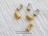 CZ Micro Paved Tube Beads, Clear Cubic Zirconia 6 x 10 mm Gold Plated Focal Bead Spacers - A Girls Gems