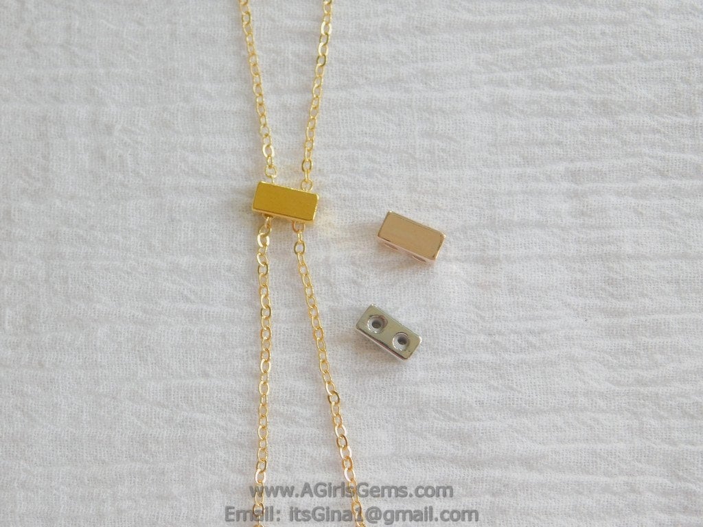 Slider Beads, 14 K Gold Filled Dainty Chain Silicon Stopper Beads #2144, 2 Hole Bolo, Lariat Jewelry Findings