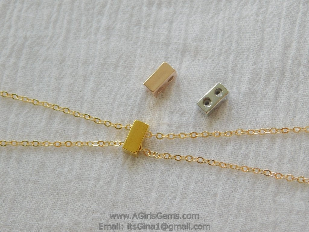 Slider Beads, 14 K Gold Filled Dainty Chain Silicon Stopper Beads #2144, 2 Hole Bolo, Lariat Jewelry Findings
