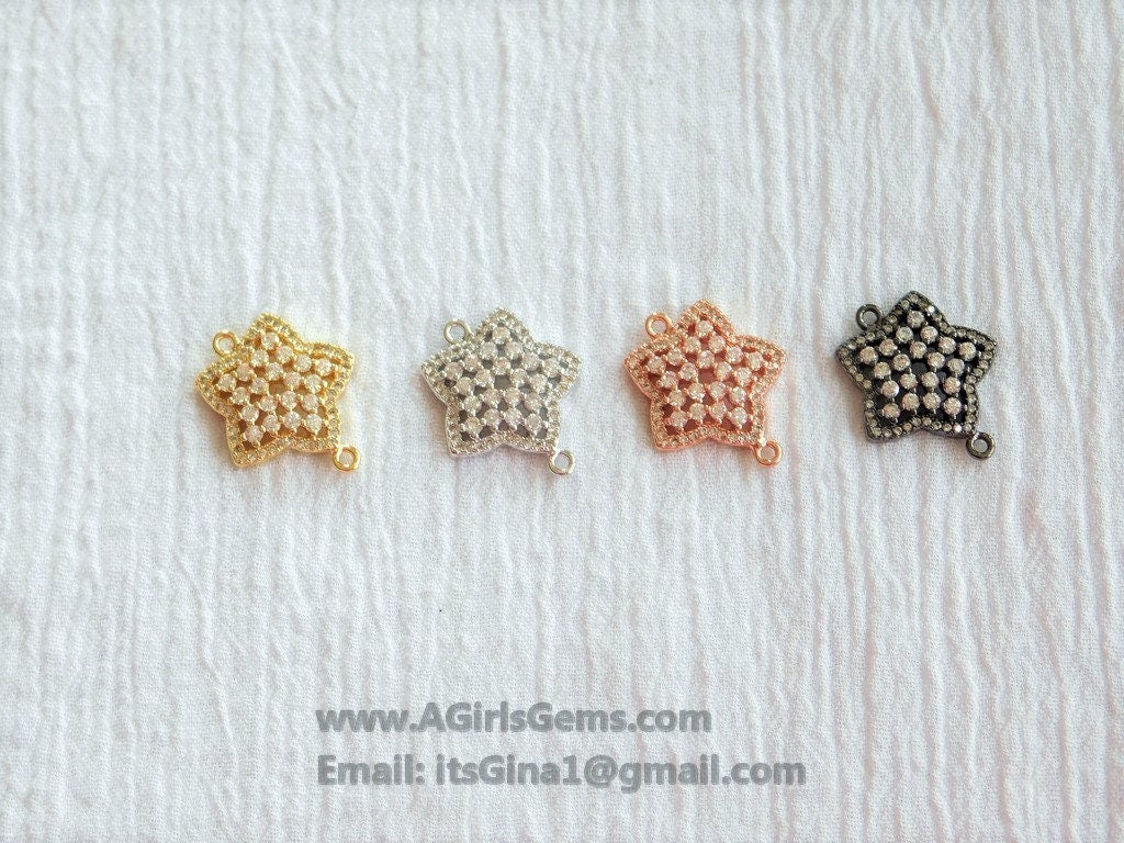 Star Connector Charm Bead CZ Rose Gold Plated North Star Link Charm Connector Link Pendant Bracelet Necklace